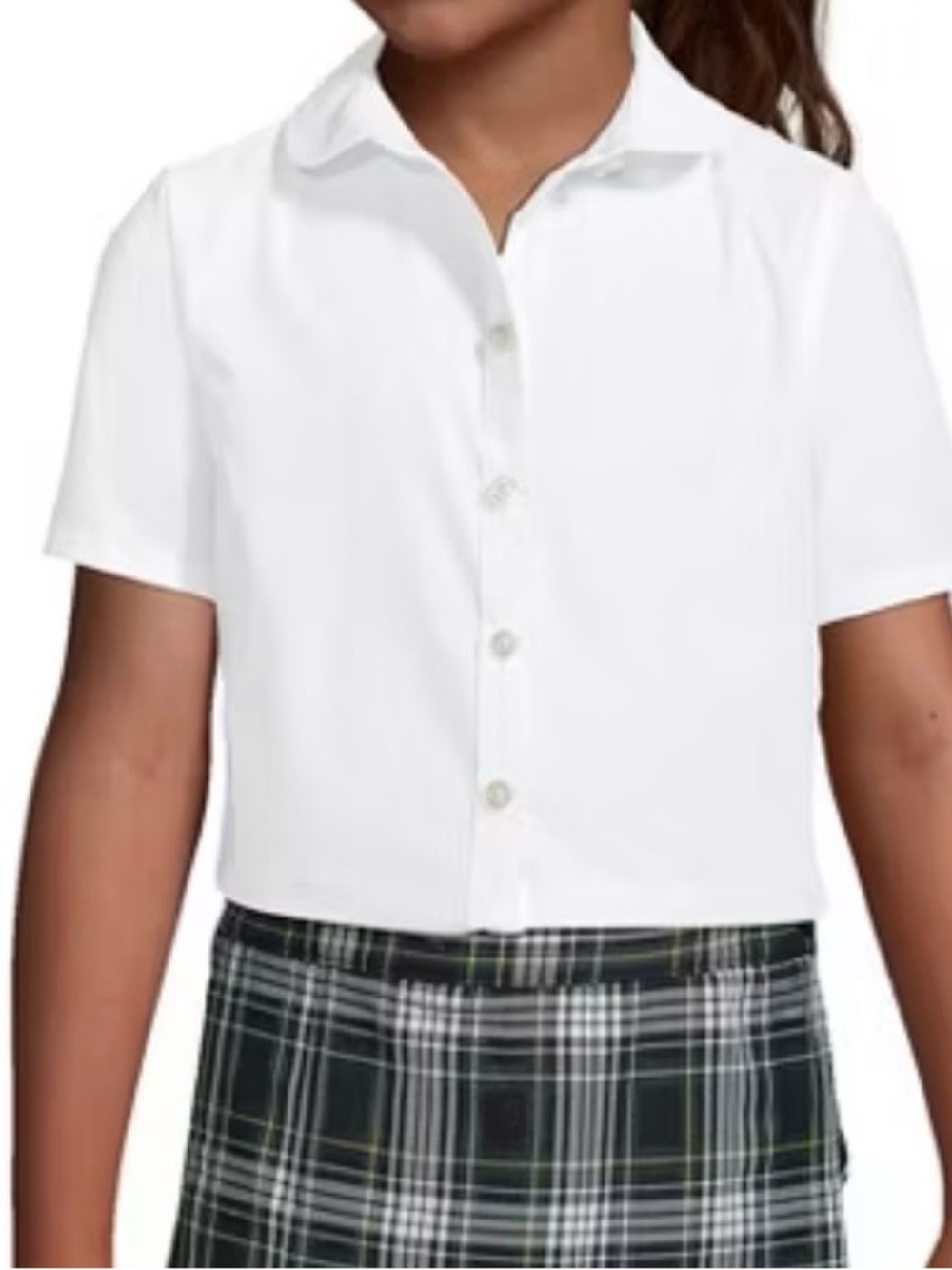 NWOT Lands’ End Size 12 Girls Short Sleeve Peter Pan Collar Uniform Shirt